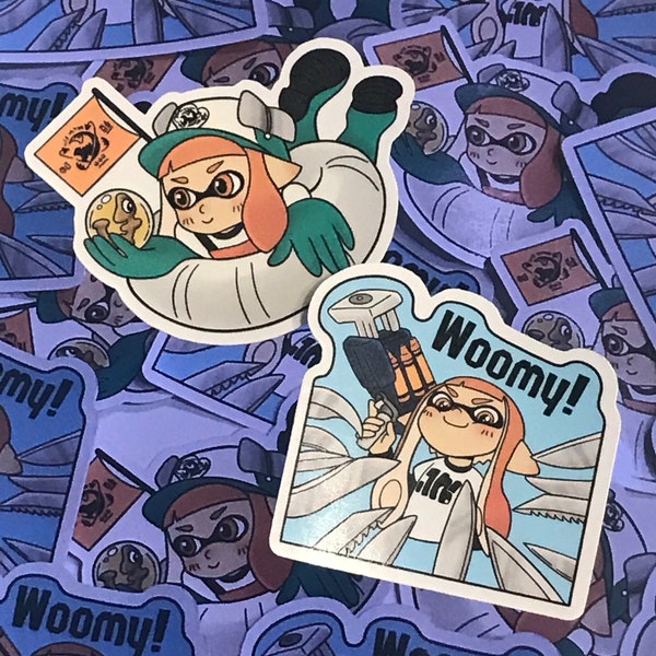 Splatoon Inkling Girl Stickers - Salmon Run - Woomy