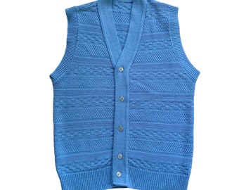 60s 70s Vintage Preppy Blue Sweater Vest