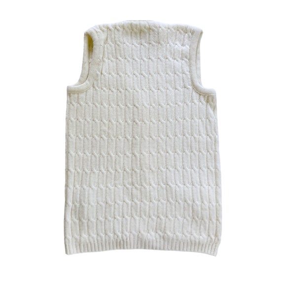 70s Vintage Cream Cable Knit Sweater Vest - image 4