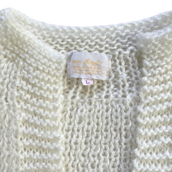 60s 70s Vintage Off White Cable Knit Sweater Vest - image 4