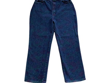 32 taille 80s jaren 90 Vintage hoge taille bloemen donkere was mom jeans gemaakt door Tracer