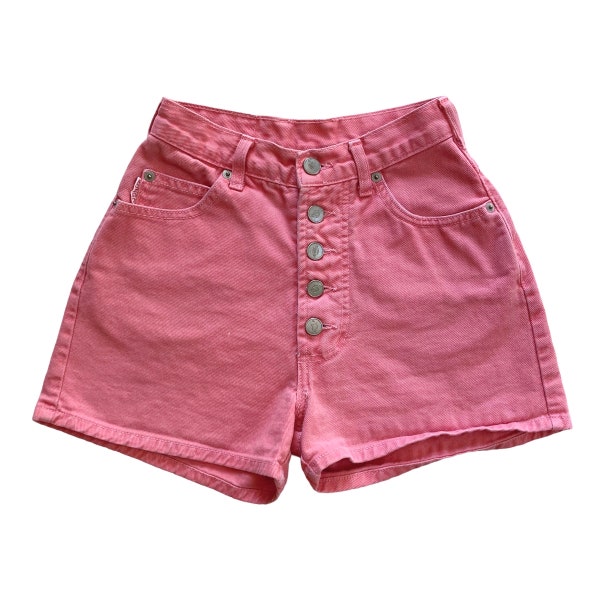 23 Waist 90s Vintage High Waisted Pink Denim Shorts Made by Bongo
