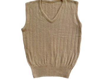 60s 70s Vintage Preppy Tan Sweater Vest