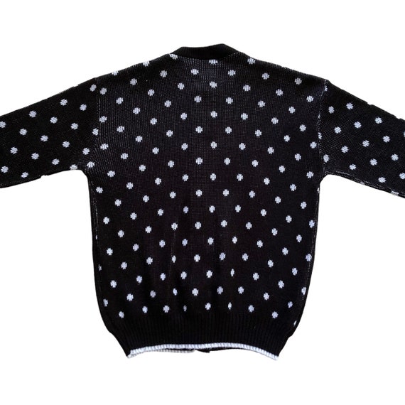 80s 90s Vintage Black and White Polka Dot Bow Car… - image 3