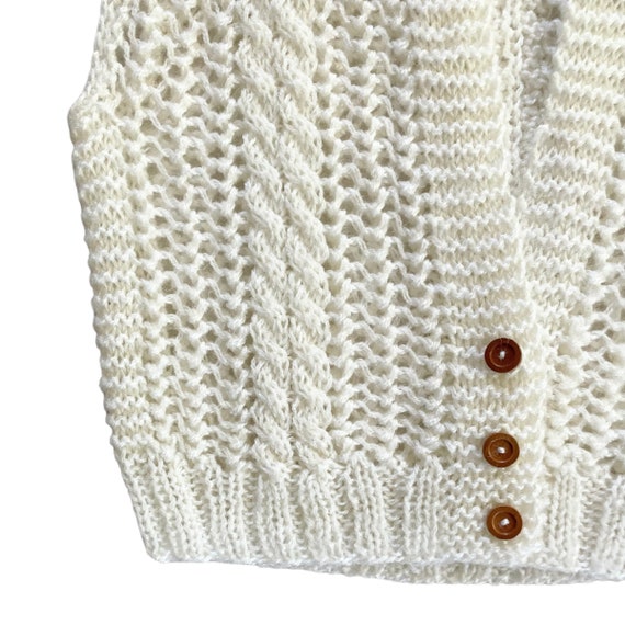 60s 70s Vintage Off White Cable Knit Sweater Vest - image 2