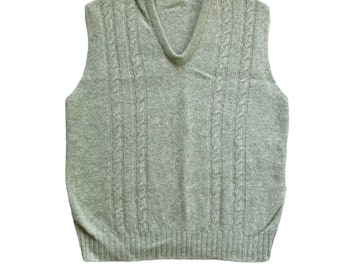 60s 70s Vintage Preppy Pale Green Sweater Vest