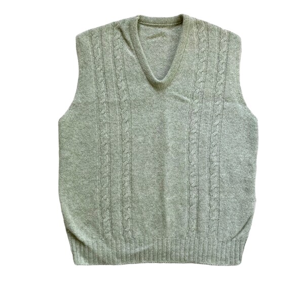 60s 70s Vintage Preppy Pale Green Sweater Vest