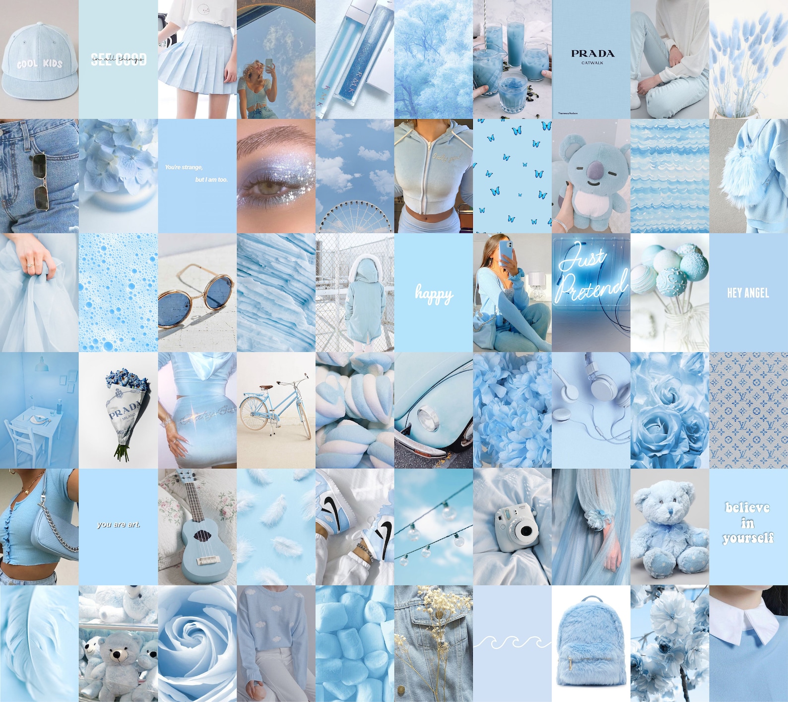 Ocean Blue Light Blue Aesthetic Wall Collage Kit Digital 121