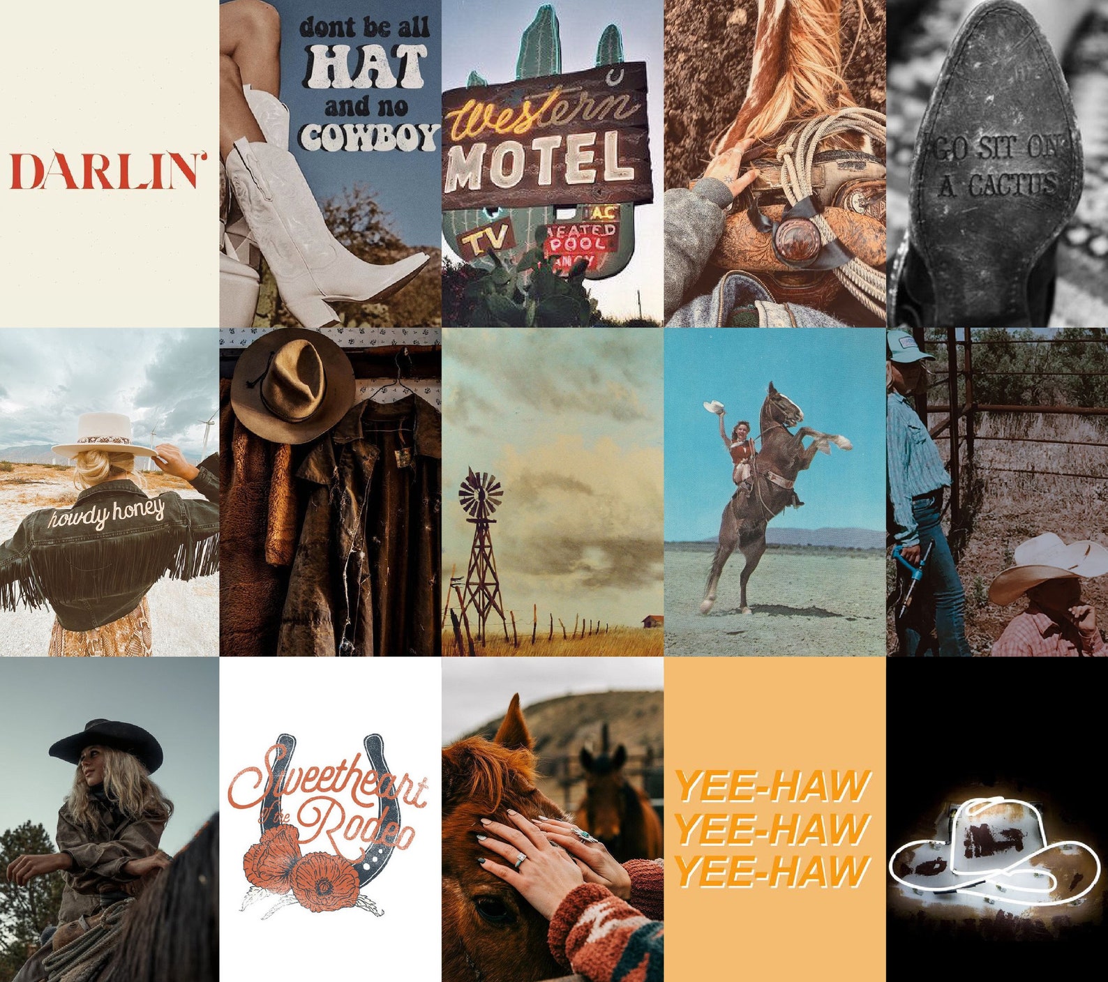 Western Girl Wall Collage Kit Cowgirl Aesthetic Wall Collage | Etsy