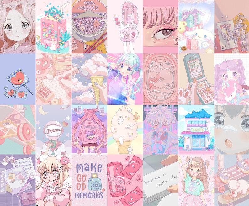 104 PCS Kawaii Aesthetic Wall Collage Kit Anime Room Decor Etsy