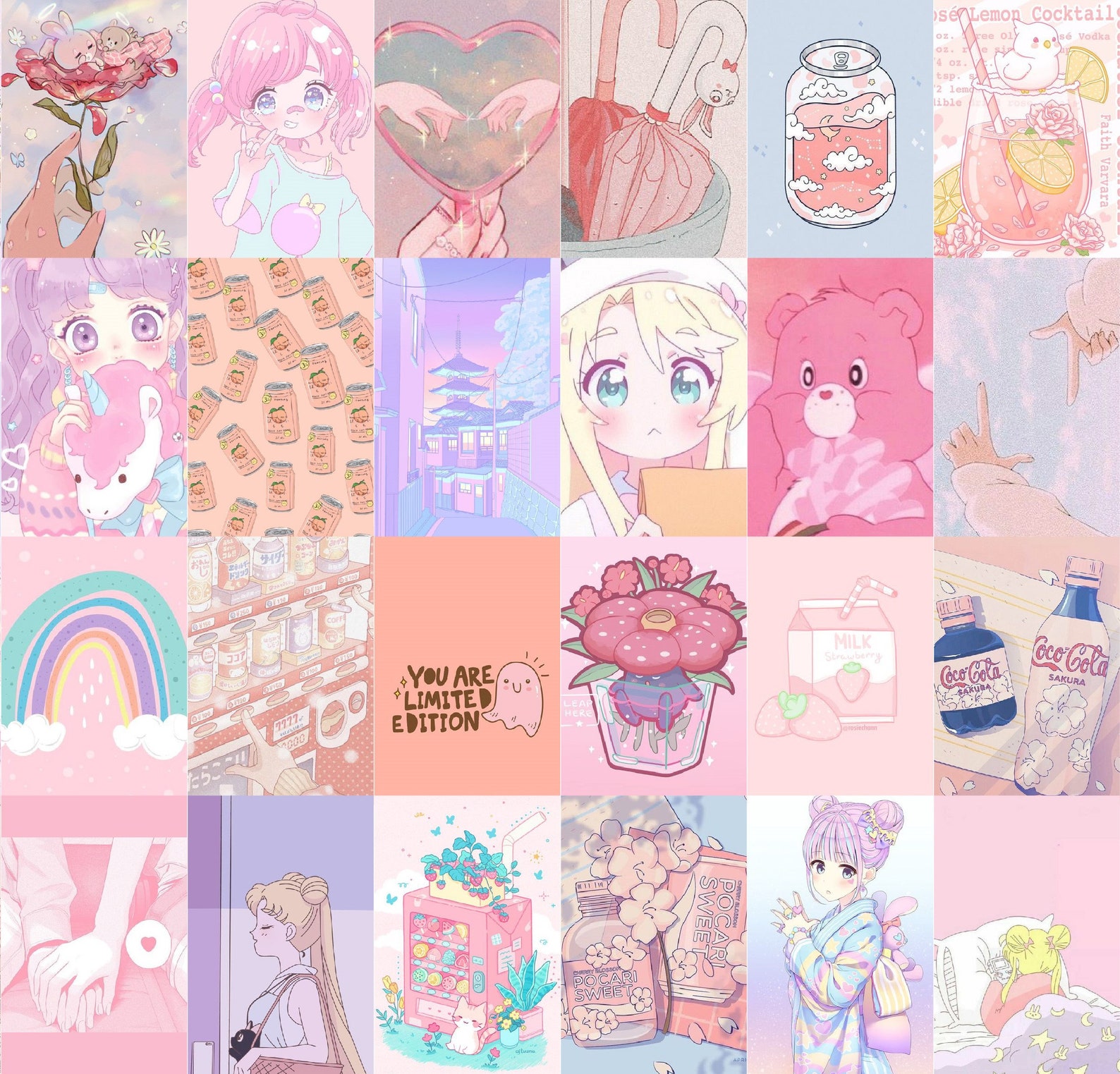 104 PCS Kawaii Aesthetic Wall Collage Kit Anime Room Decor Etsy