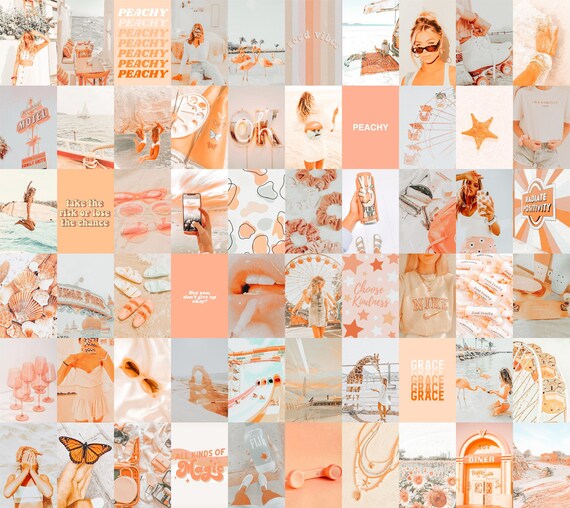 Peach Aesthetic Wall Collage Light Colors Wall Collage Kit Etsy