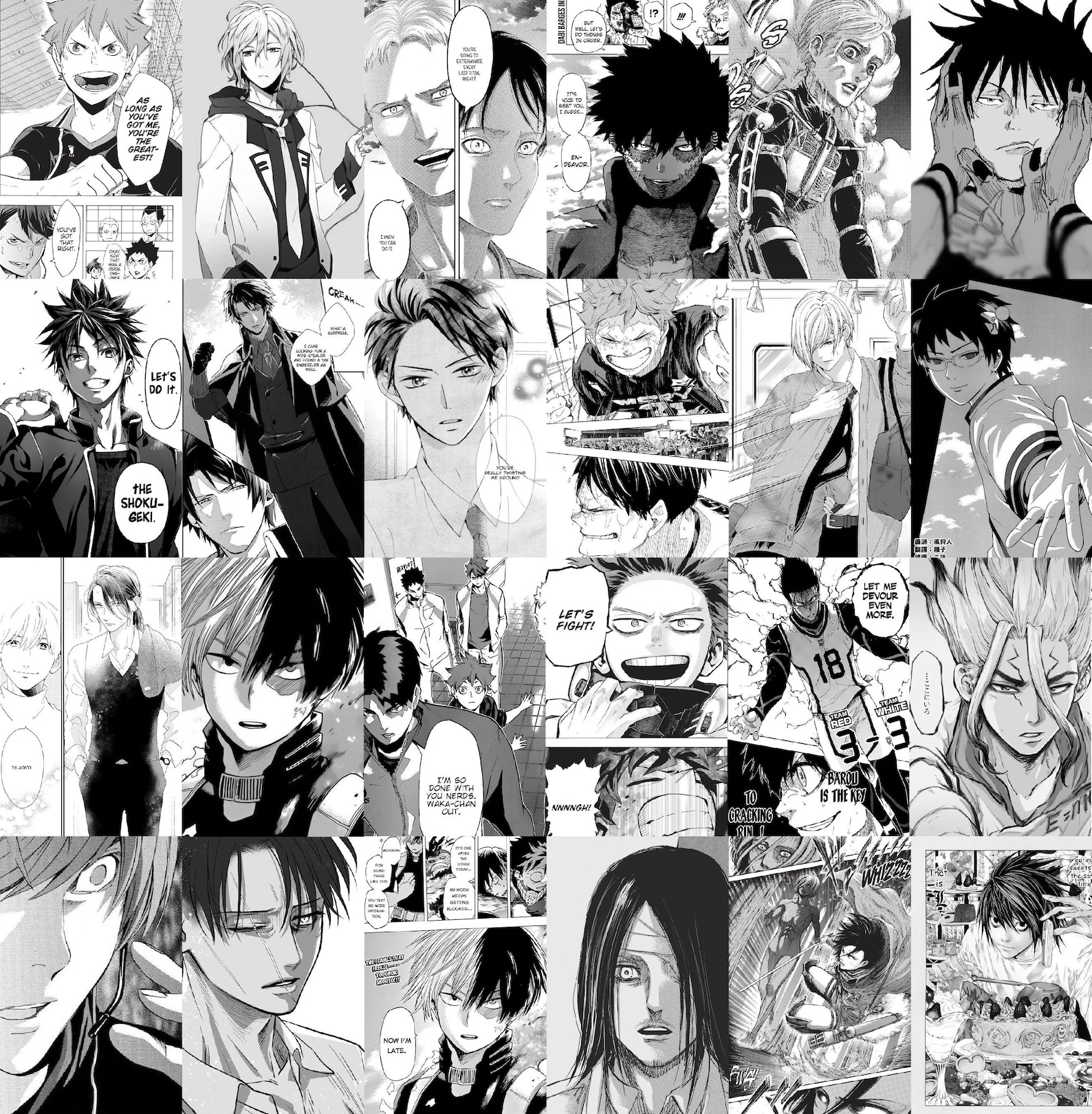 84 PCS Manga Boys Wall Collage Kit Black & White Anime Manga | Etsy