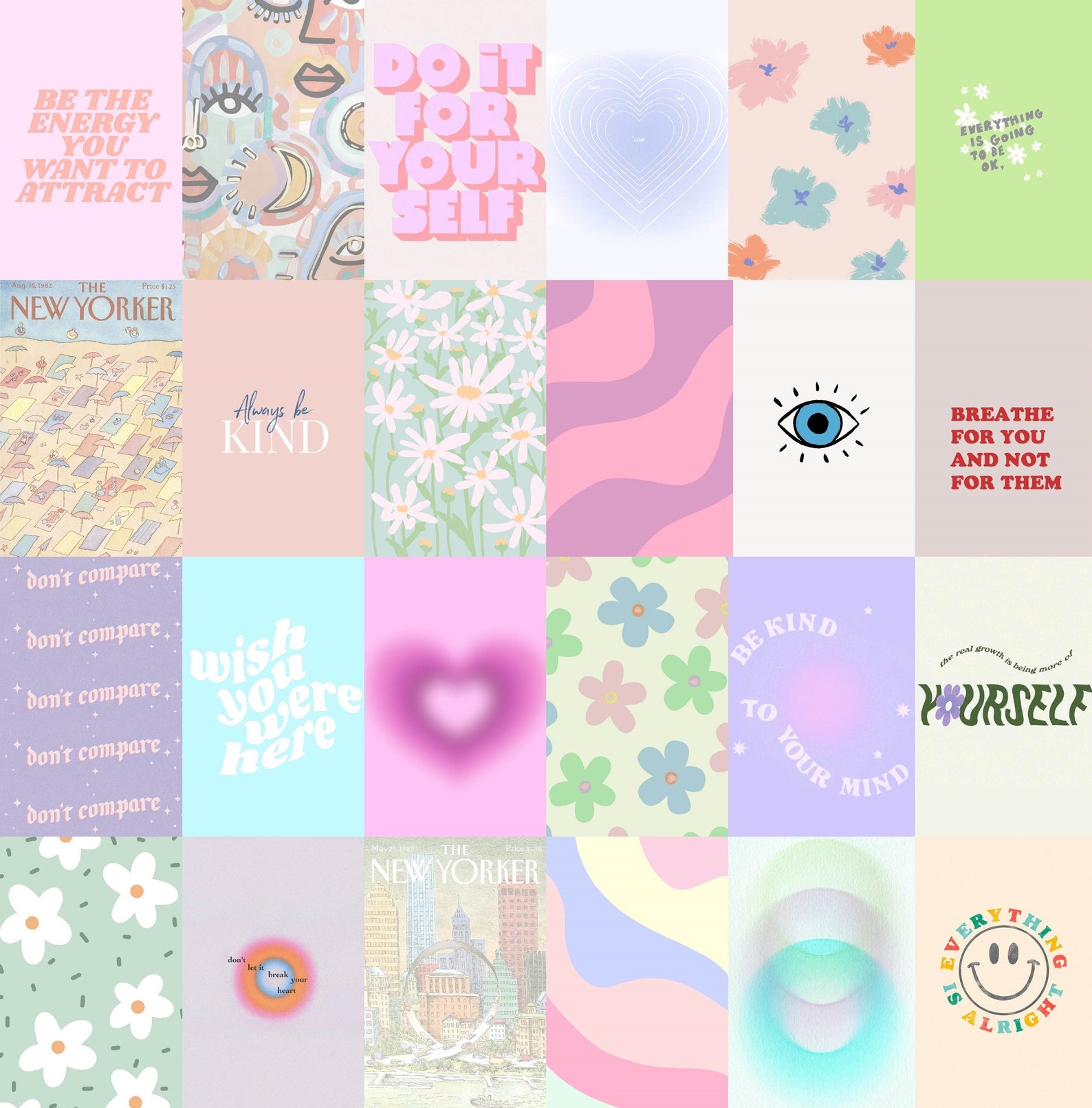 Aesthetic Pastel Poster Wall Collage Set Danish Pastel Wall Etsy
