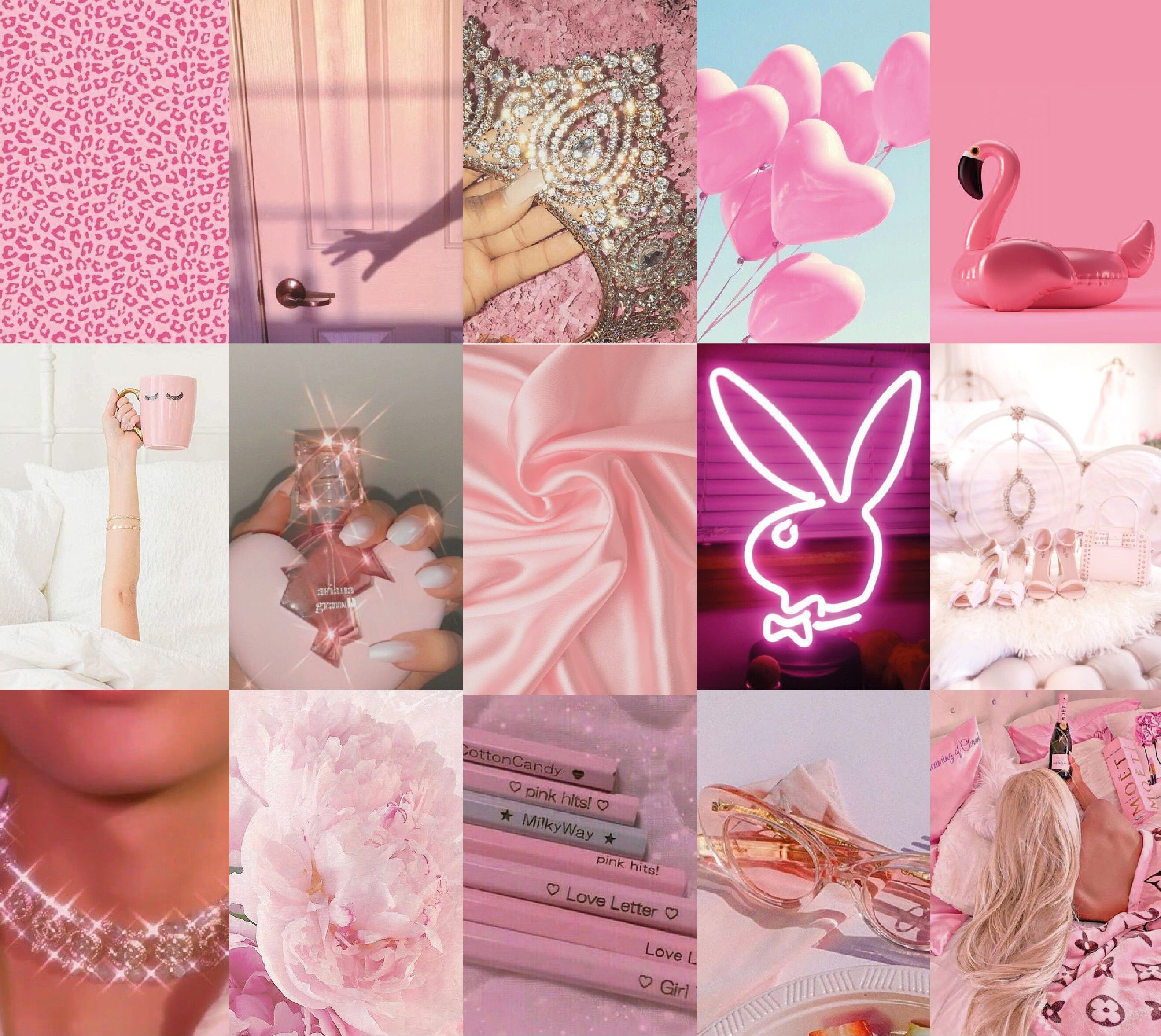 Pink Boujee Wall Collage Kit Pink Aesthetic Photo Kit Trendy Etsy