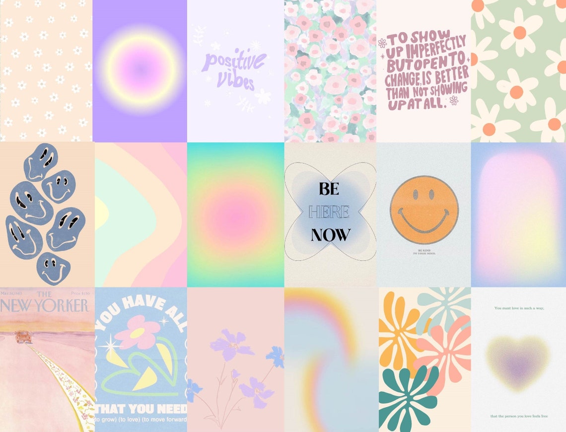 Aesthetic Pastel Poster Wall Collage Set Danish Pastel Wall Etsy
