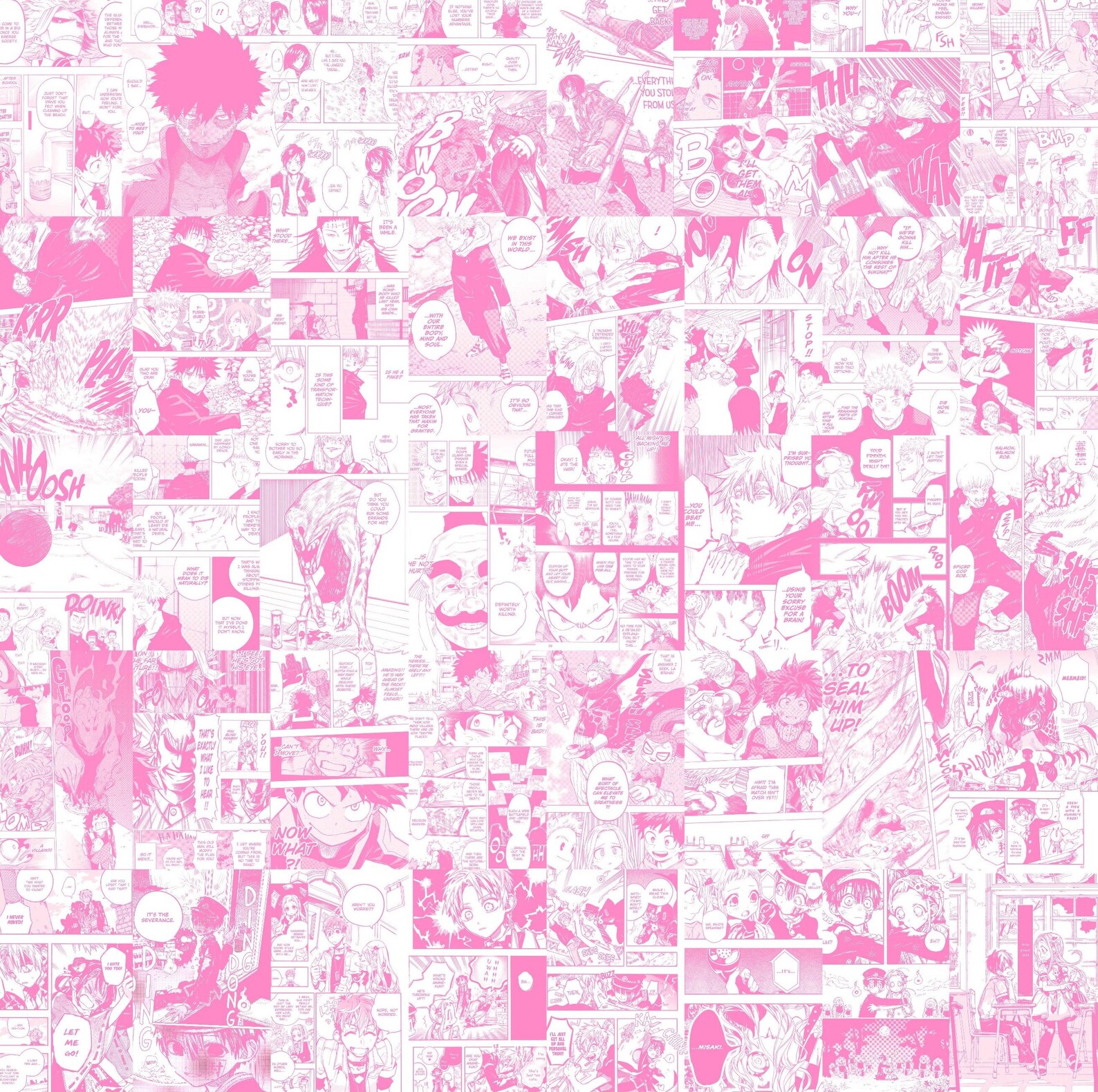 144 PCS Pink Manga Panel Wall Collage Aesthetic Anime Wall Etsy