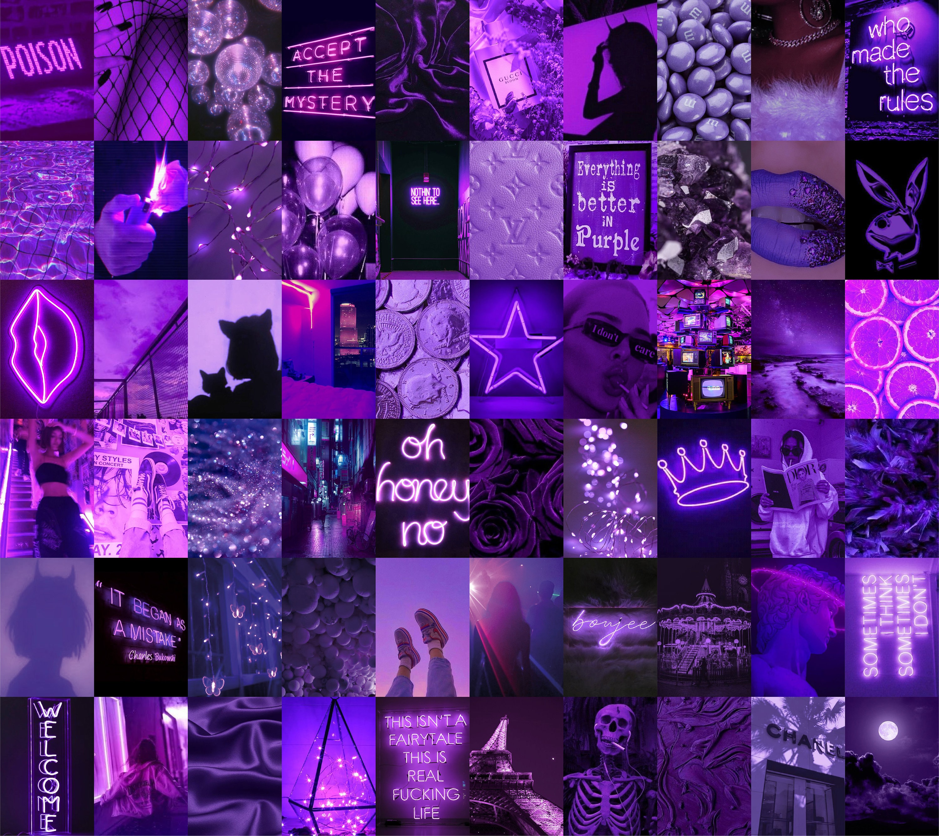 Purple Aesthetic Neon Wall Collage Euphoria Aesthetic Photo | Etsy