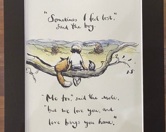 Book Page Art - Heartfelt Mounted Quote from the popular Charlie Mackesy book The Boy, the Mole, the Fox and the Horse.