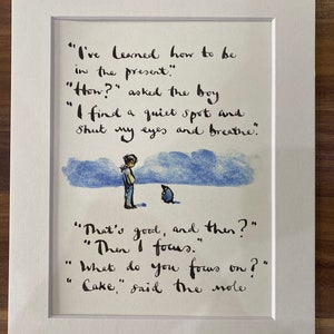 Book Page Art - Heartfelt Mounted Quote from the popular Charlie Mackesy book The Boy, the Mole, the Fox and the Horse.