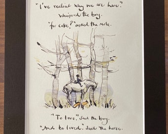 Book Page Art - Heartfelt Mounted Quote from the popular Charlie Mackesy book The Boy, the Mole, the Fox and the Horse.