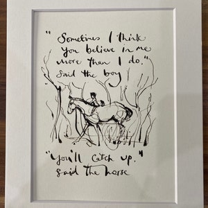 Illustrations de page de livre - Citation sincère du livre populaire de Charlie Mackesy Le garçon, la taupe, le renard et le cheval.