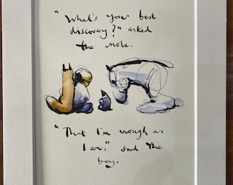 Book Page Art - Heartfelt Mounted Quote from the popular Charlie Mackesy book The Boy, the Mole, the Fox and the Horse.
