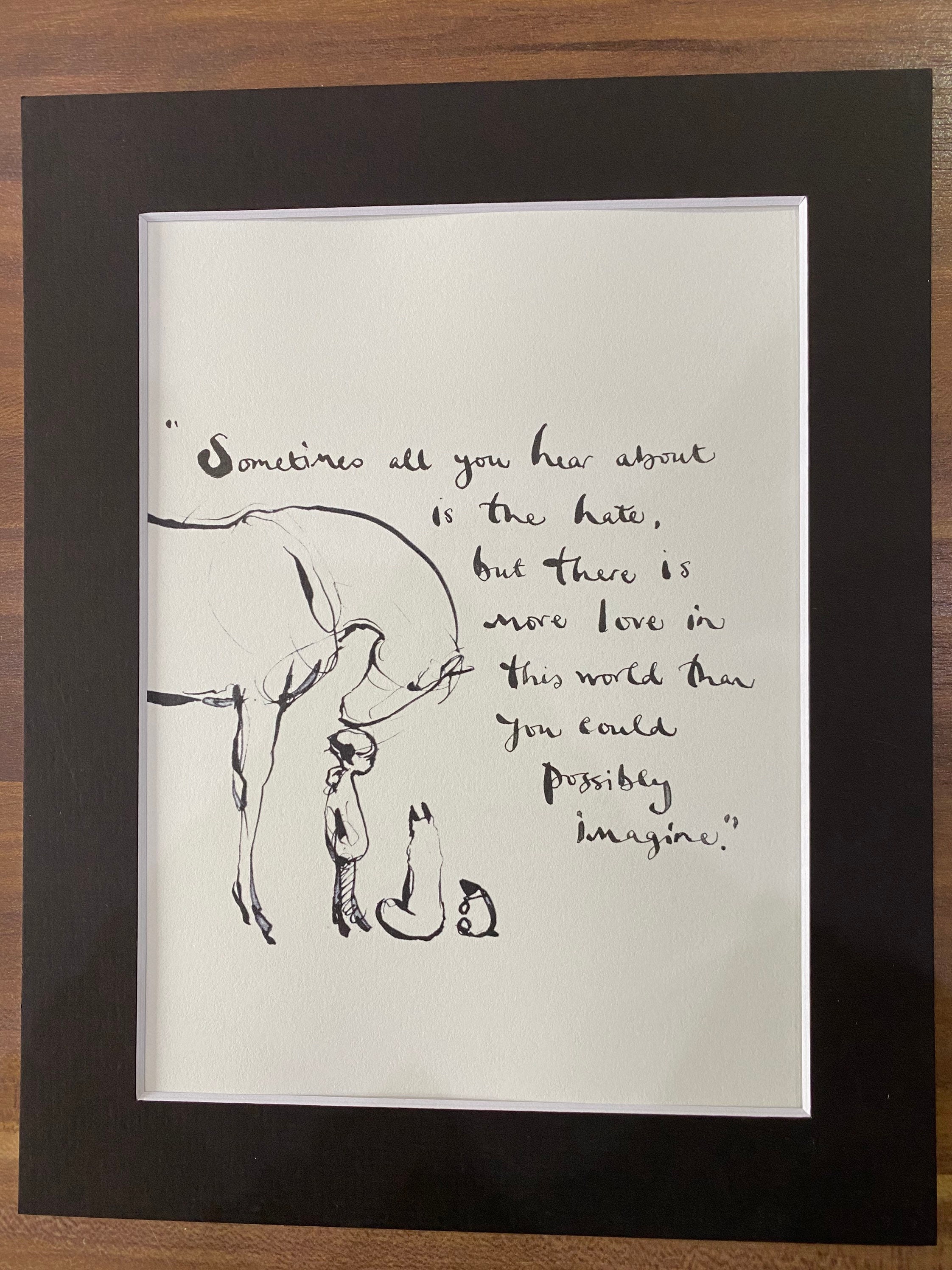 Book Page Art - Heartfelt Mounted Quote from the popular Charlie Mackesy  book The Boy, the Mole, the Fox and the Horse., image size:2244x2992