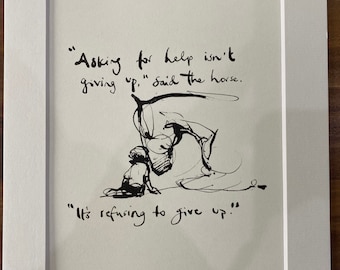 Book Page Art - Heartfelt Mounted Quote from the popular Charlie Mackesy book The Boy, the Mole, the Fox and the Horse.