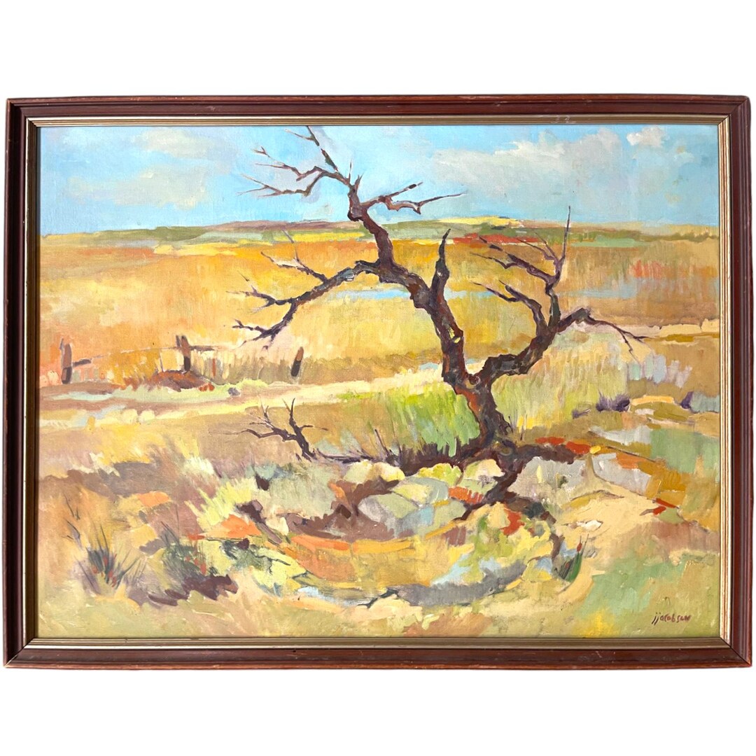 An Oil on Canvas Landscape Painting by J. Jacobson - Etsy