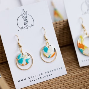 Gold Leaf Polymer Clay Earrings: Handmade Donut Dangles A