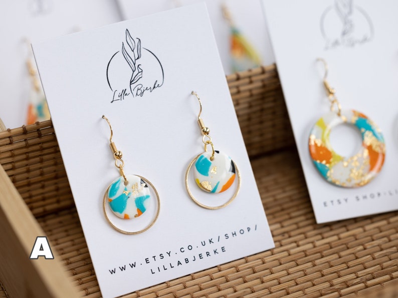 Gold Leaf Polymer Clay Earrings: Handmade Donut Dangles A