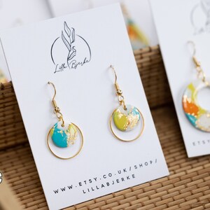 Gold Leaf Polymer Clay Earrings: Handmade Donut Dangles C