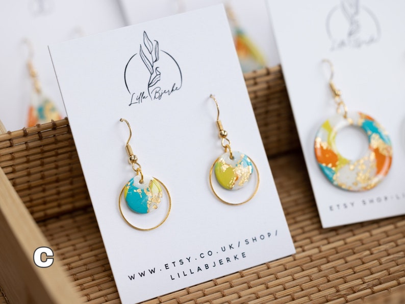 Gold Leaf Polymer Clay Earrings: Handmade Donut Dangles C
