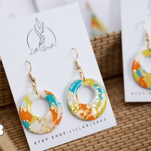 Gold Leaf Polymer Clay Earrings: Handmade Donut Dangles B