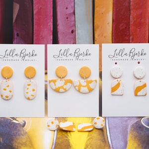 Handmade Polymer Clay/Gift/Polymer Clay Earrings/Gift Box/Mother’s Day Gift/Valentine’s Day Gift/Statement Earring/Contemporary/Yellow/White