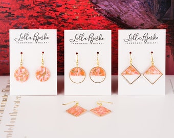 Handmade Polymer Clay/Gift/Polymer Clay Earrings/Gift Box/Mother’s Day Gift/Valentine’s Day Gift/ Statement Earring/Marbled/Orange