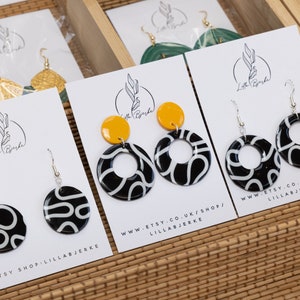 Handmade Polymer Clay/Gift/Polymer Clay Earrings/Gift Box/Mother’s Day Gift/Valentine’s Day Gift/ Statement Earring/ Black
