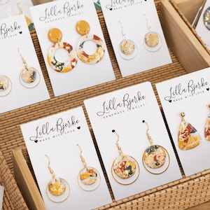 Handmade Polymer Clay/Gift/Polymer Clay Earrings/Gift Box/Mother’s Day Gift/Valentine’s Day Gift/ Statement Earring/ Marbled/ gold leaf