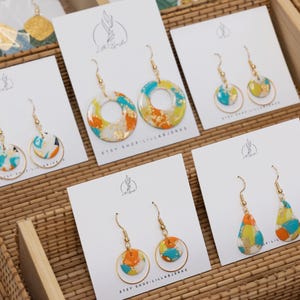Gold Leaf Polymer Clay Earrings: Handmade Donut Dangles image 2