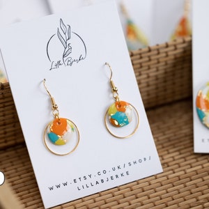 Gold Leaf Polymer Clay Earrings: Handmade Donut Dangles D