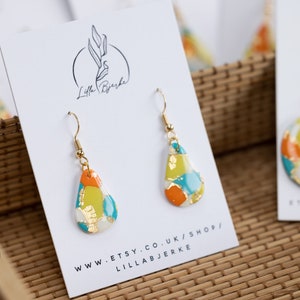 Gold Leaf Polymer Clay Earrings: Handmade Donut Dangles E