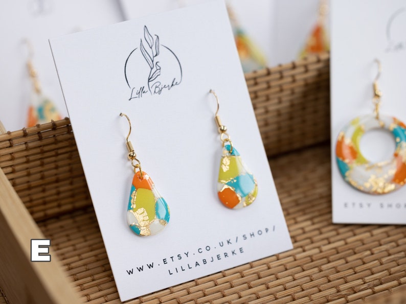 Gold Leaf Polymer Clay Earrings: Handmade Donut Dangles E