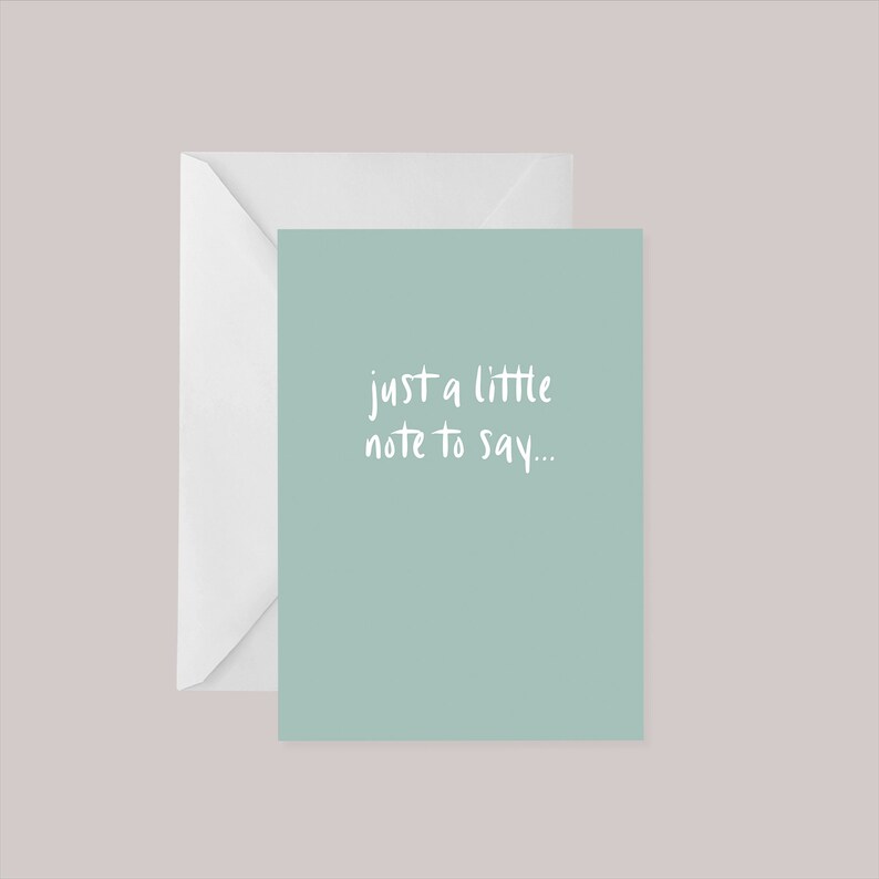 Just a little note to say card Thinking of you Paper Hug Positivity Good things are coming Blank card Just a note Turquoise image 1