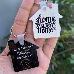 Realtor Closing Gift | Double Sided Keychain | Housewarming Gift | Real Estate Gift | Home Shaped Keychain