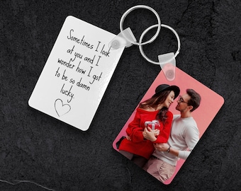 Custom Photo Keychain, Personalized Anniversary Gift