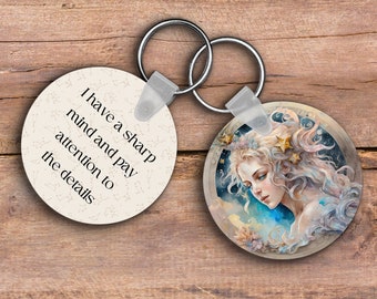 Virgo Zodiac Keychain, Personalized Birthday Gift For Her