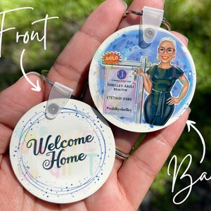 Realtor Round Keychain | Realtor Closing Gift | Business Card Keychain | Double Sided Keychain | Personalized Keychains