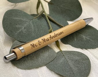 Custom Engraved Wooden Pen: Perfect Wedding, Nurse, Doctor, Graduation and Employee Gifts – Personalized Bamboo Ballpoint Pen for Teachers