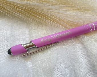Custom Metal Pen with Stylus Tip, Business Name Pen, Personalized Laser Engraved Pen, Stocking Stuffer, Student Gift, Teacher and Nurse Gift